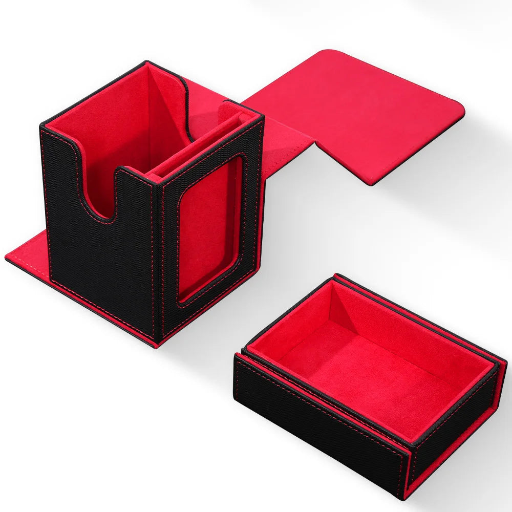 Commander Deck Box with Display Window, Card Deck Box Holds 100+ Double-Sleeved  Cards with Dice Tray