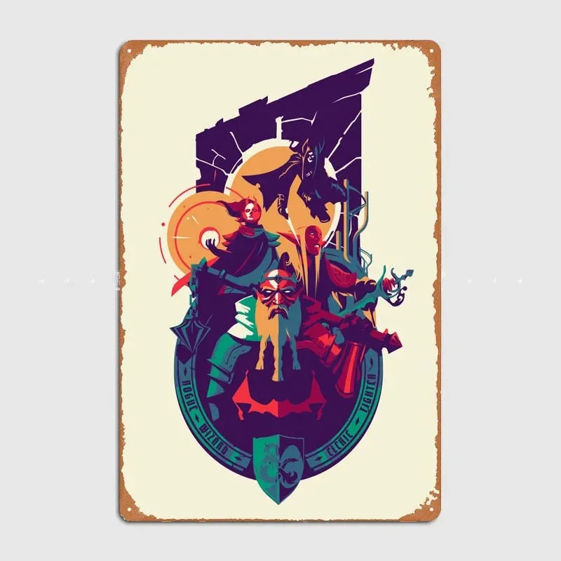 D-Dungeons And Dragons Posters Bedroom Decoration Game Signs Wall Art Vintage Metal Tin Sign for Gamer Room Wall Decoration Home