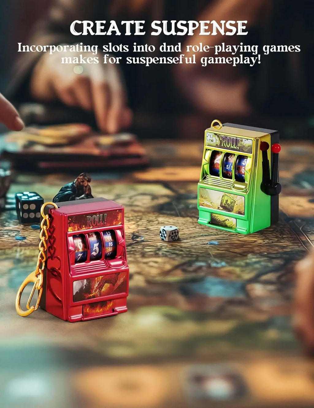 DND Dice Set, Mini Slot Machine Dice for Dungeons and Dragons Role Playing Game, Unique Plastic Dice Suitable for DND Player