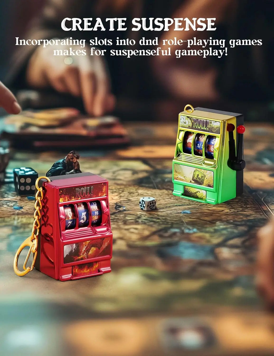 DND Dice Set, Mini Slot Machine Dice for Dungeons and Dragons Role Playing Game, Unique Plastic Dice Suitable for DND Player