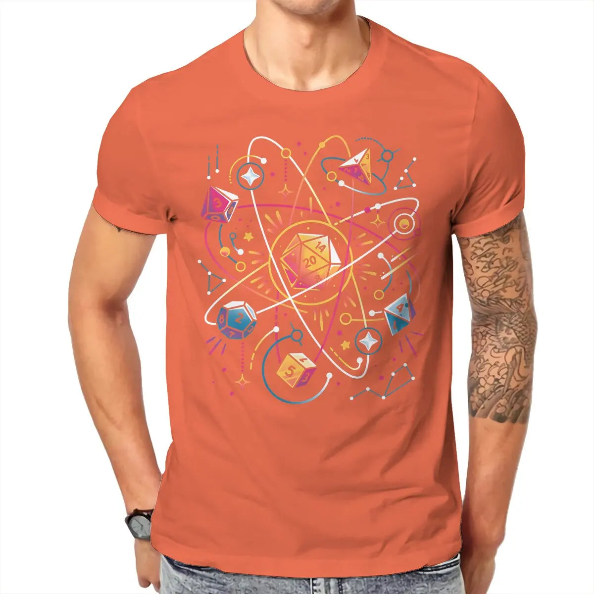 DND Dice Space T Shirt Men Tees Summer Clothing Cotton O-Neck TShirt