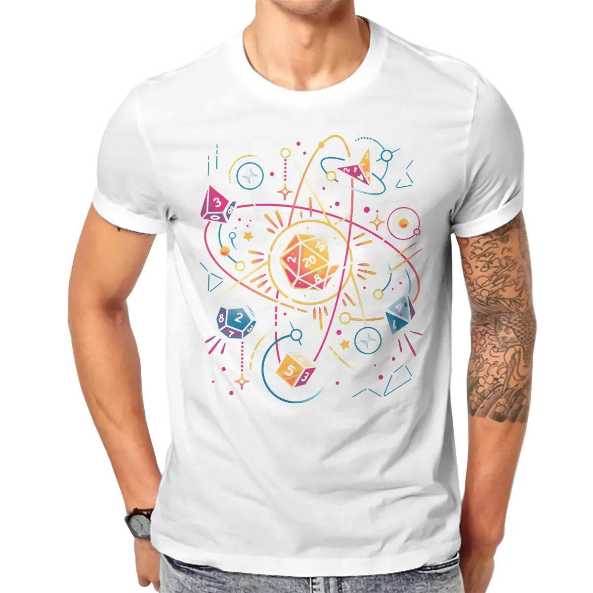 DND Dice Space T Shirt Men Tees Summer Clothing Cotton O-Neck TShirt