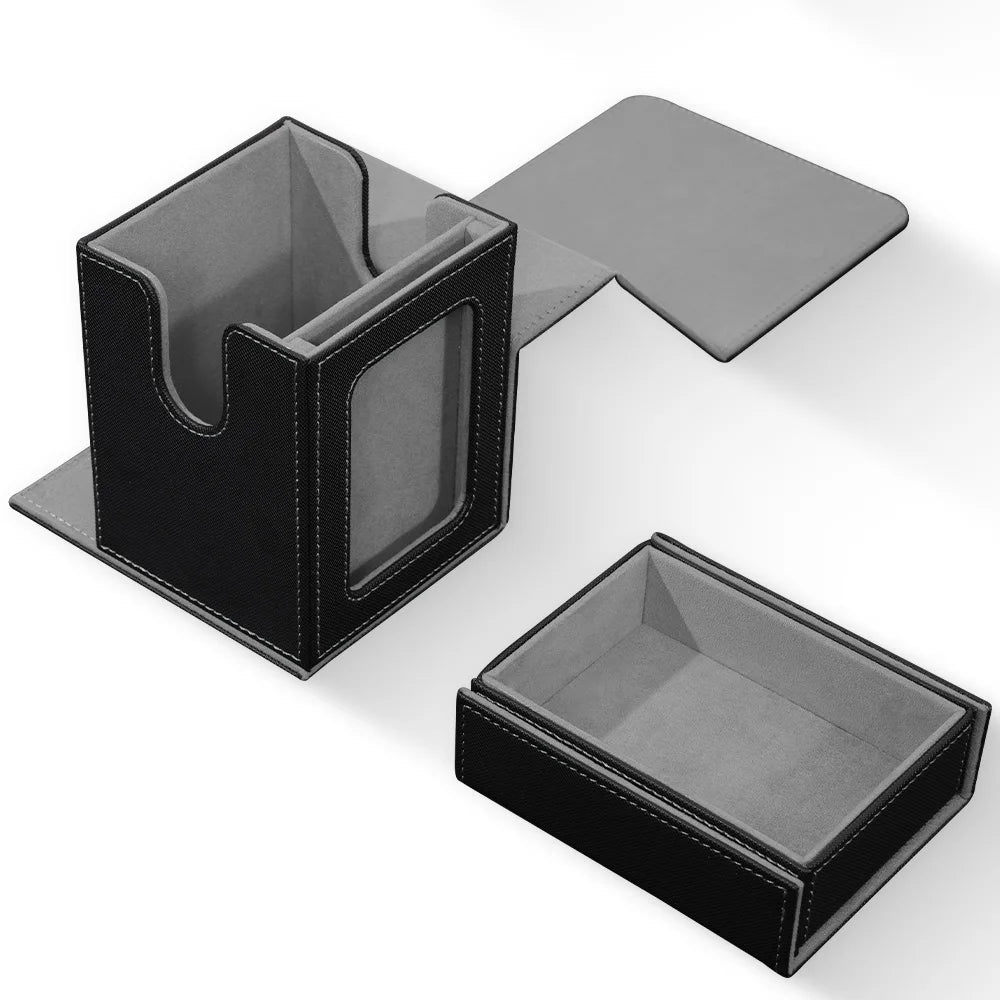 Commander Deck Box with Display Window, Card Deck Box Holds 100+ Double-Sleeved  Cards with Dice Tray