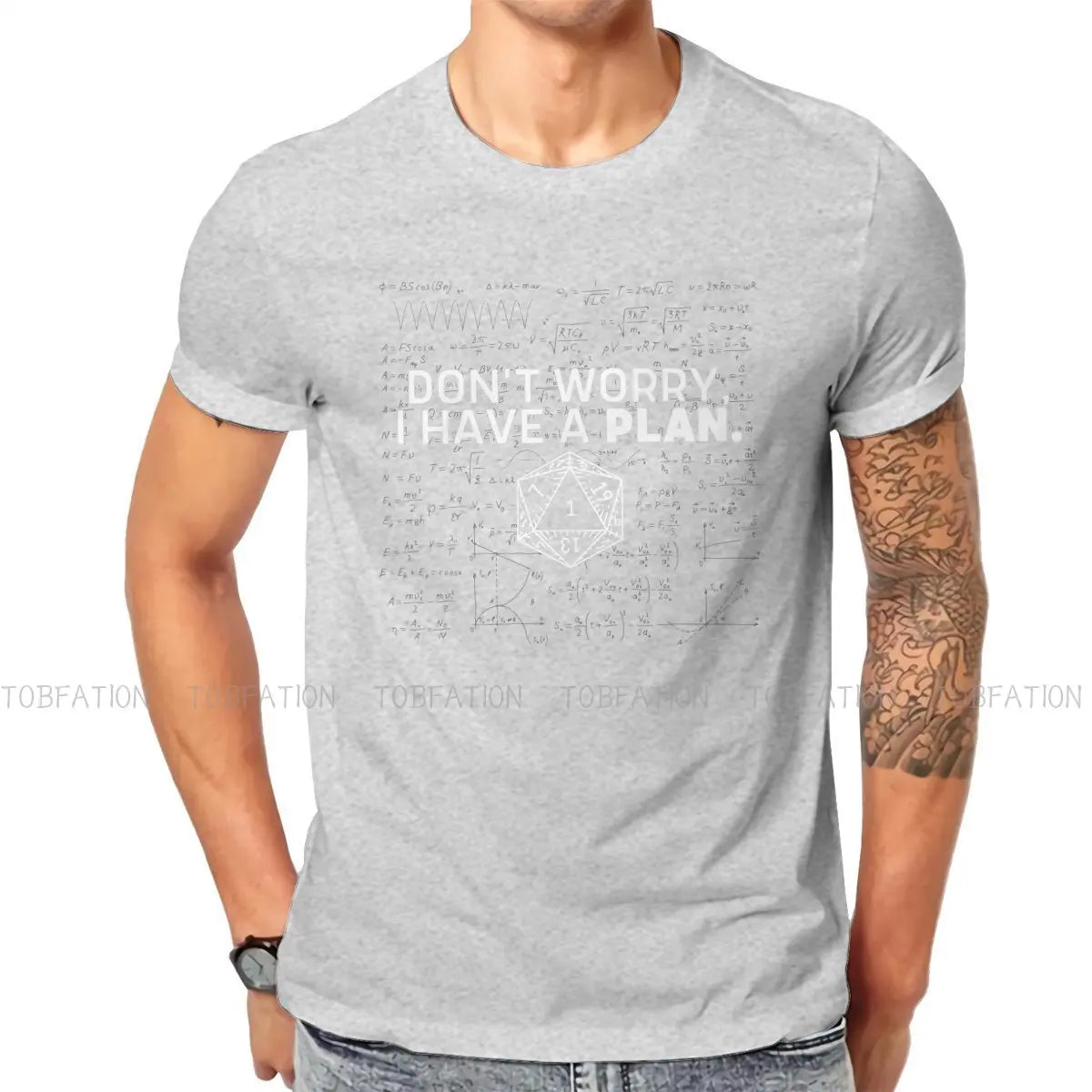 DnD Game Don't Worry I Have A Plan Tshirt Vintage Men Alternative Teenager Clothing Tops Oversized Cotton Crewneck T Shirt