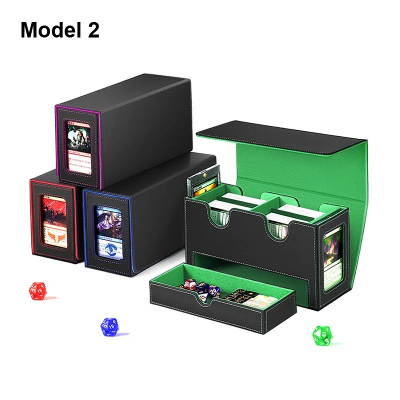Deck Box 3-in-1 with Commander Display Sports Card Storage Box Fits 200+ Single Sleeved Cards Card Deck Case for TCG MTG CCG