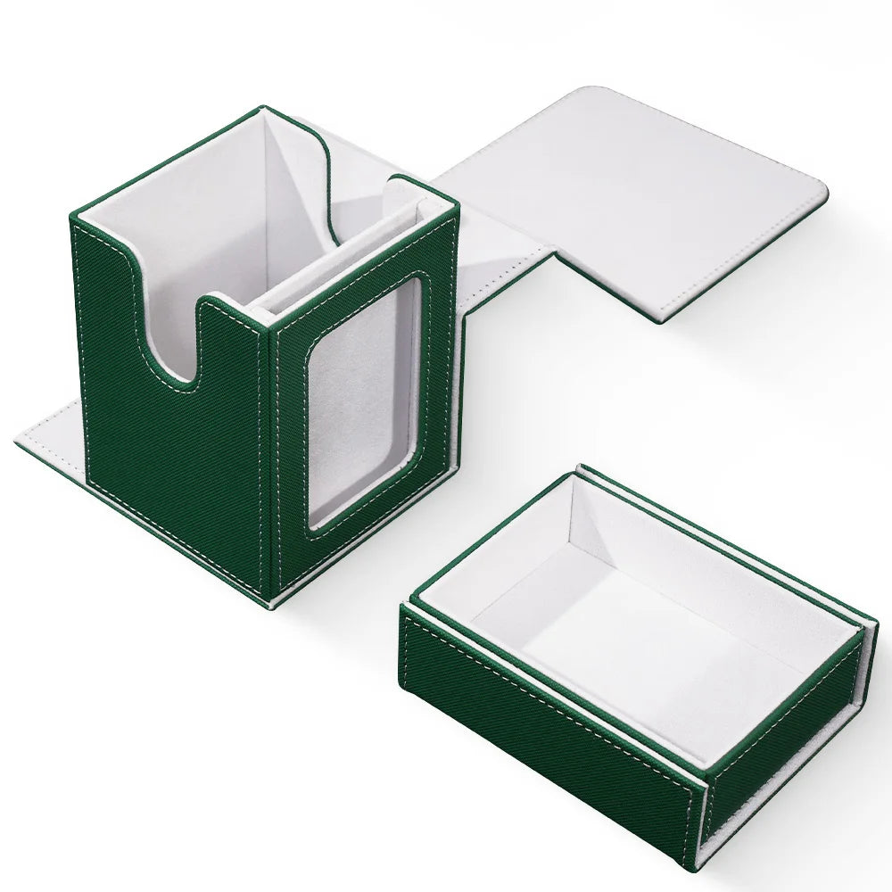 Commander Deck Box with Display Window, Card Deck Box Holds 100+ Double-Sleeved  Cards with Dice Tray