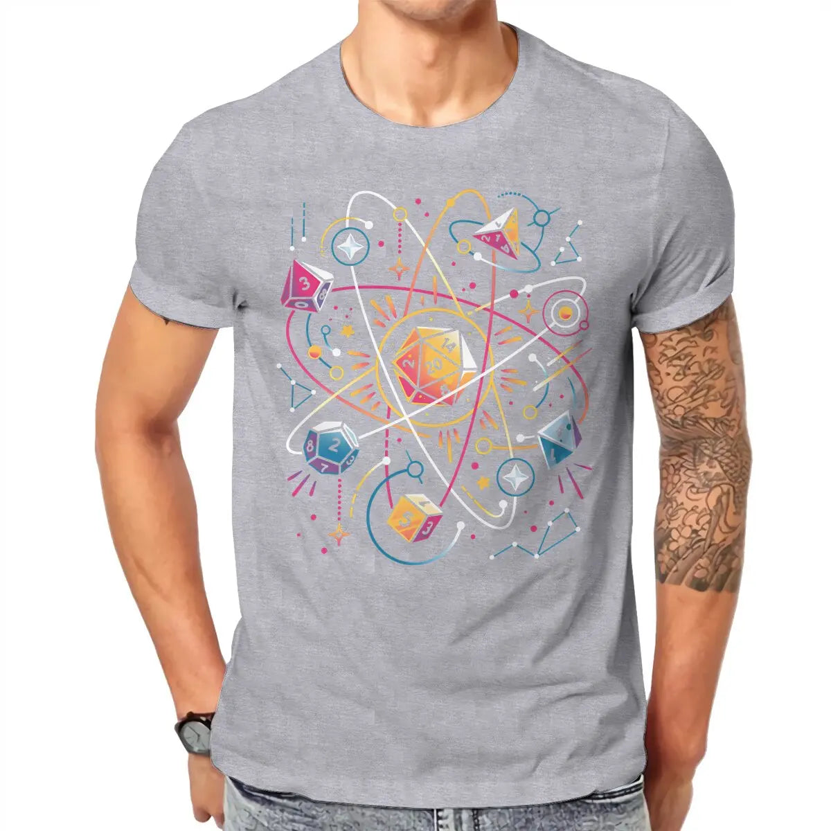 DND Dice Space T Shirt Men Tees Summer Clothing Cotton O-Neck TShirt