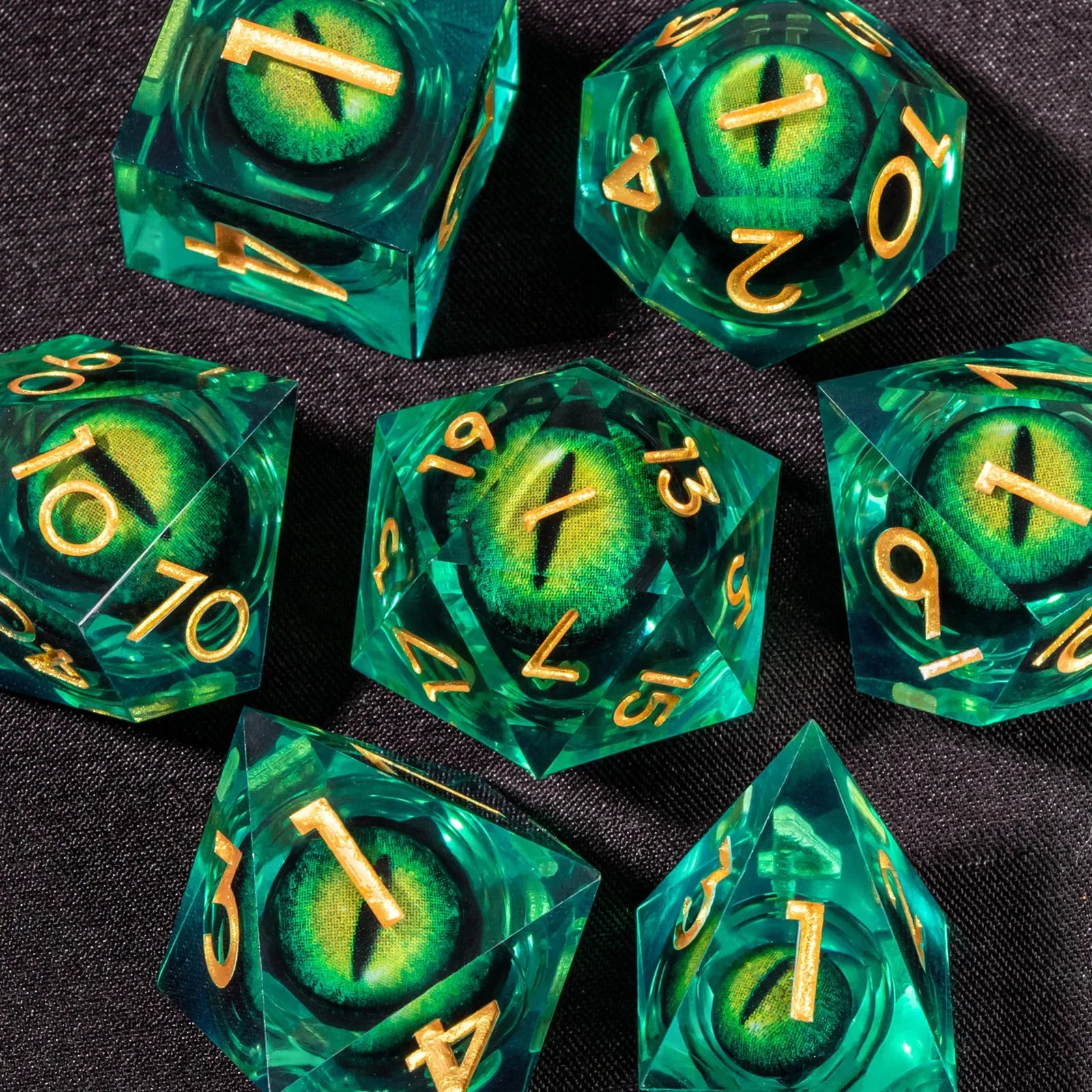 DND Liquid Core D & D Dice Set, Sharp Edge Resin Dungeon and Dragon Dice, Role Playing, RPG D and D D20, D12, D10, D8, D6, D4