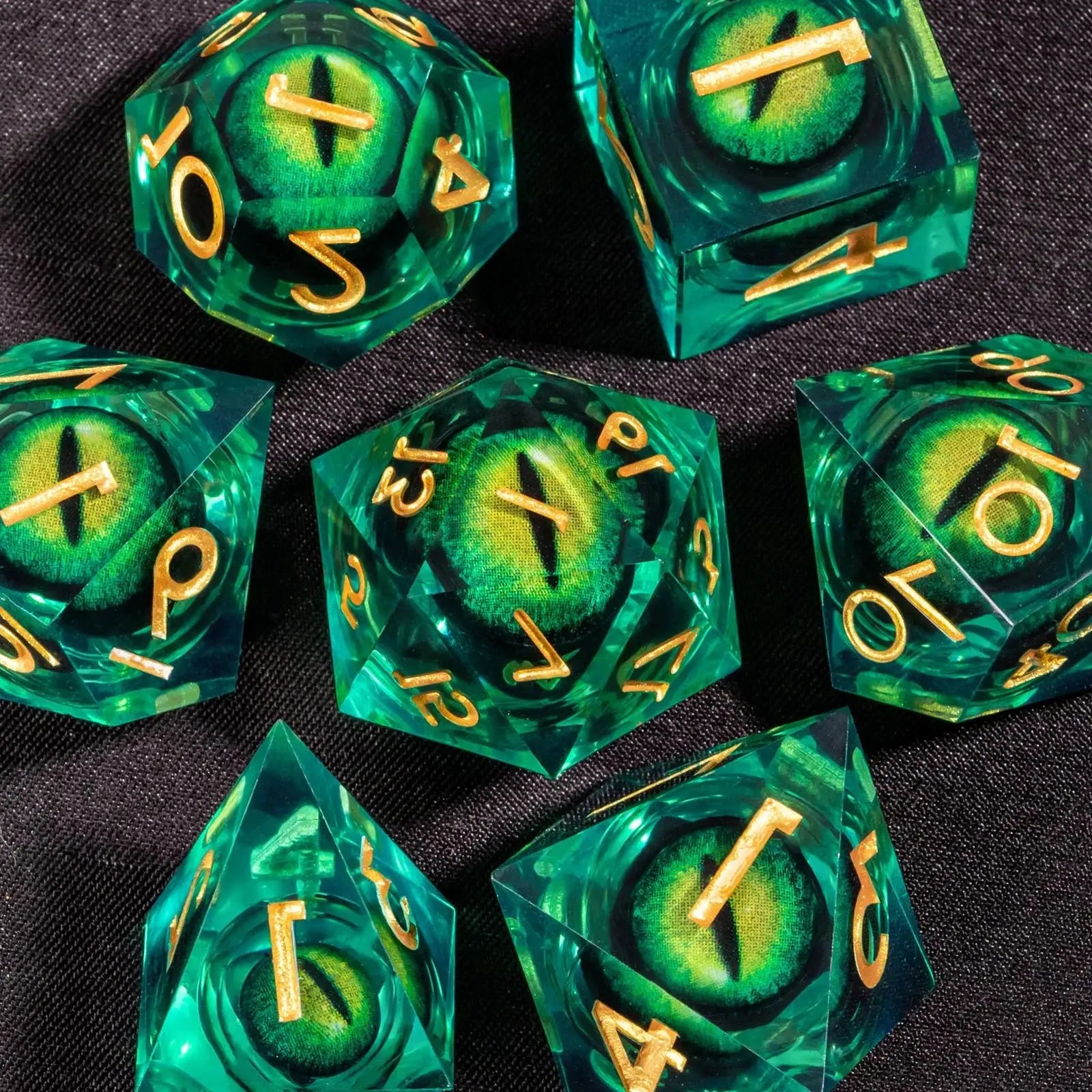 DND Liquid Core D & D Dice Set, Sharp Edge Resin Dungeon and Dragon Dice, Role Playing, RPG D and D D20, D12, D10, D8, D6, D4