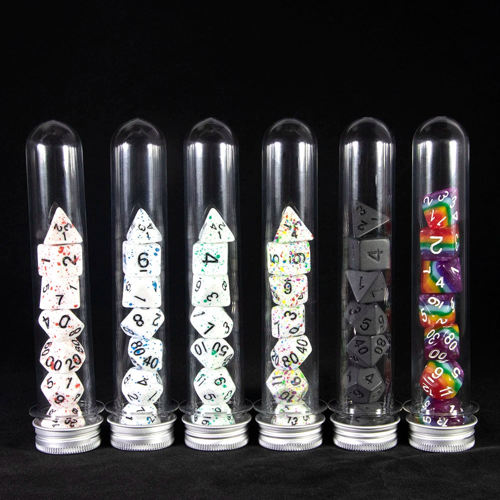 DND Dice 7 Pieces Polyhedral Dice Set with Tube,for D&D TRPG Board Game and Role Playing Game Accessories