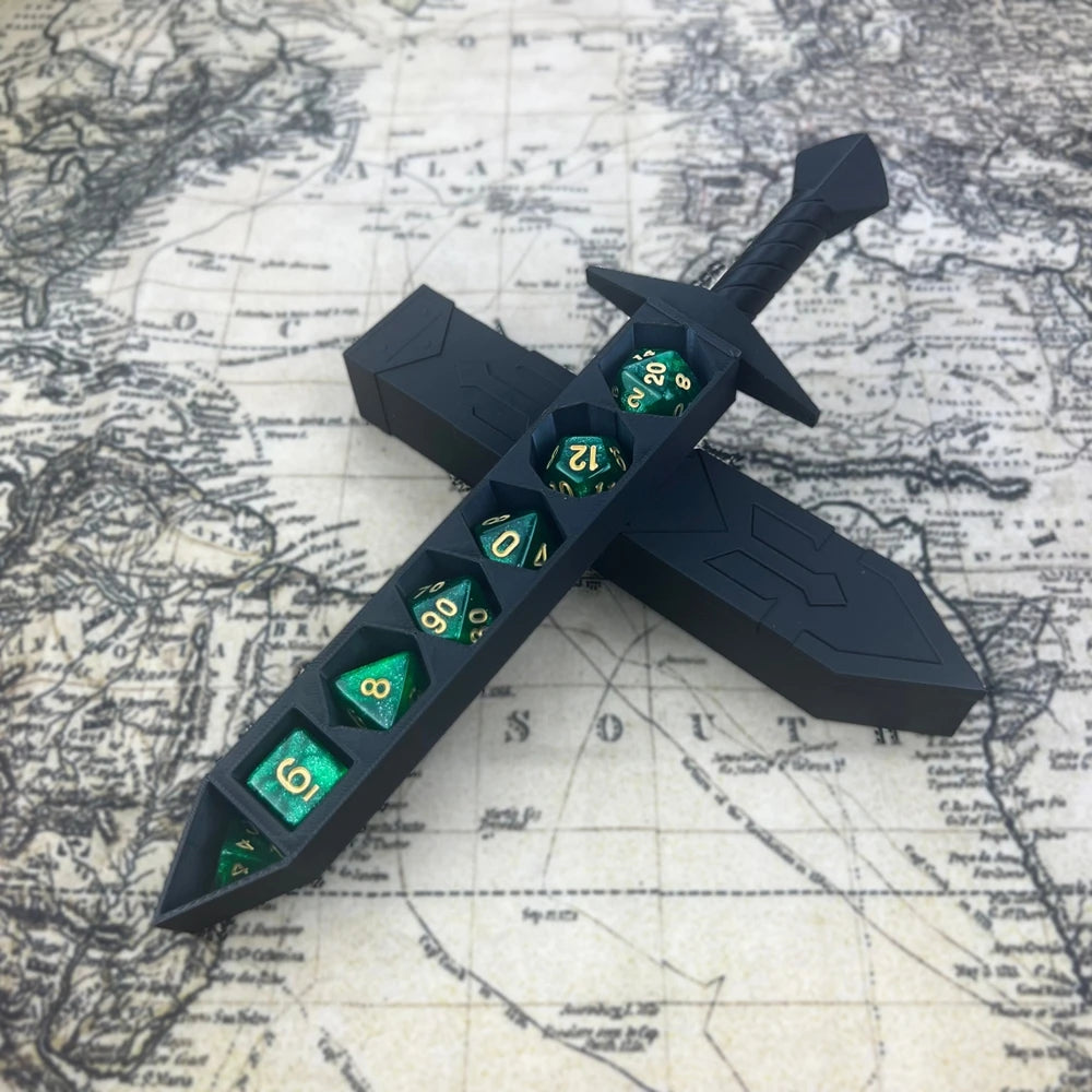 3D Printed Sword Dice Case DnD D&D Dice Sword Dice Container For Dungeons And Dragons