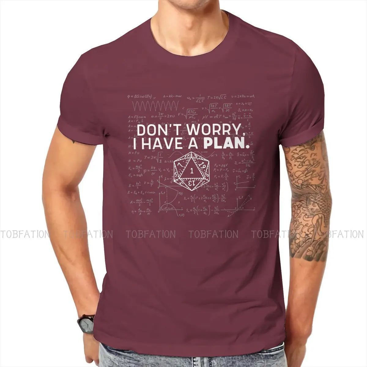 DnD Game Don't Worry I Have A Plan Tshirt Vintage Men Alternative Teenager Clothing Tops Oversized Cotton Crewneck T Shirt