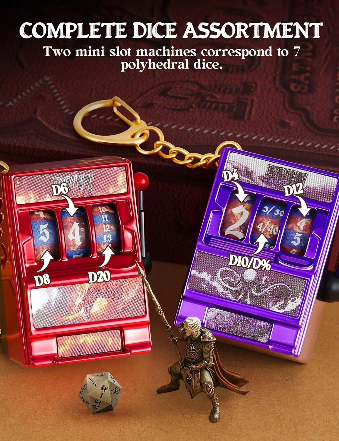 DND Dice Set, Mini Slot Machine Dice for Dungeons and Dragons Role Playing Game, Unique Plastic Dice Suitable for DND Player
