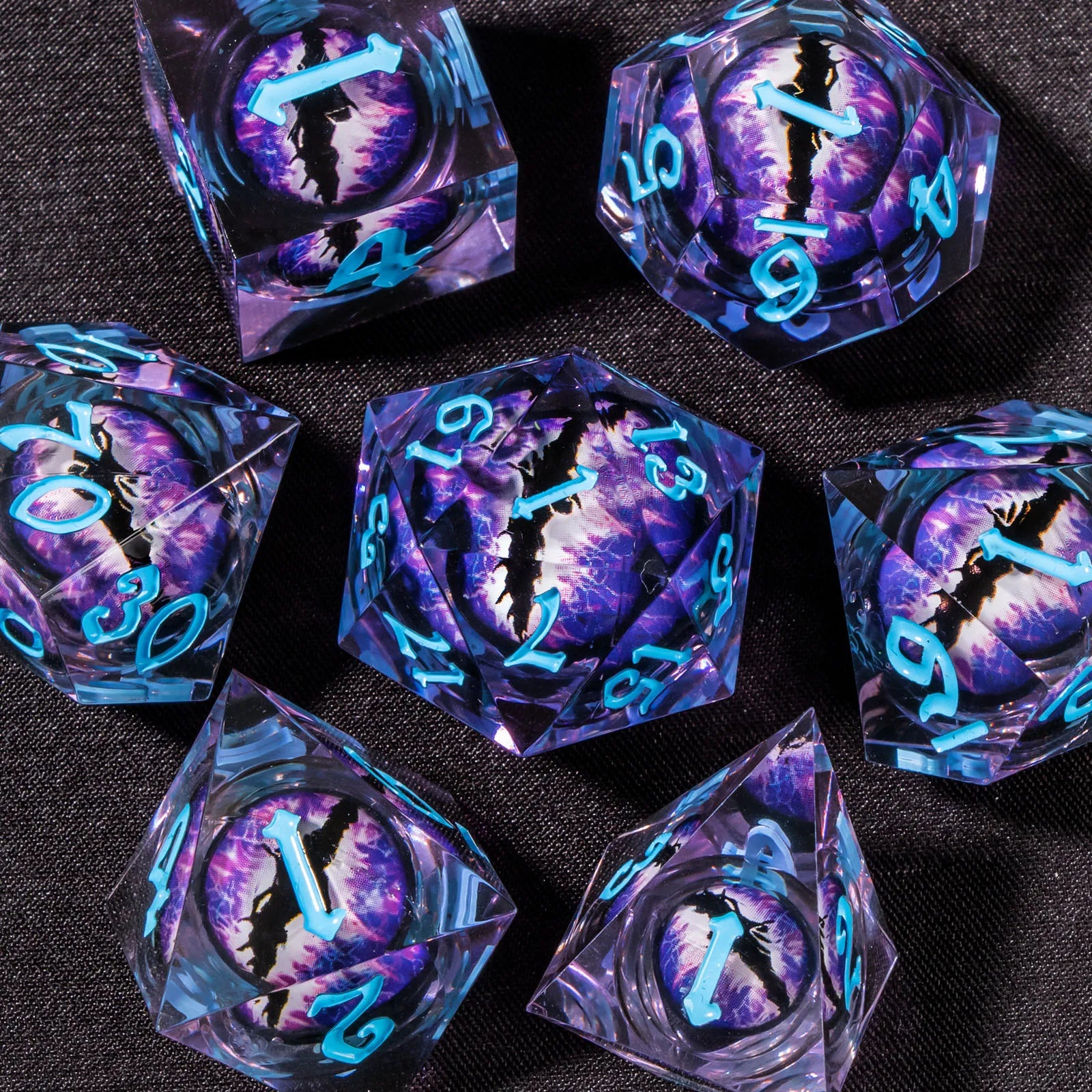DND Liquid Core D&D Dice Set, Sharp Edge Resin Dungeon and Dragon Dice, Role Playing RPG D and D Dice D20 D12 D10 D8 D6 D4