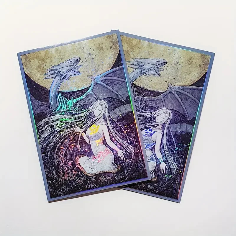 63x90mm 50PCS Holographic Card Sleeves, Anime Card Sleeves for Game Cards/ YGO Card Collection Player's Favorite Cartoon Sleeves