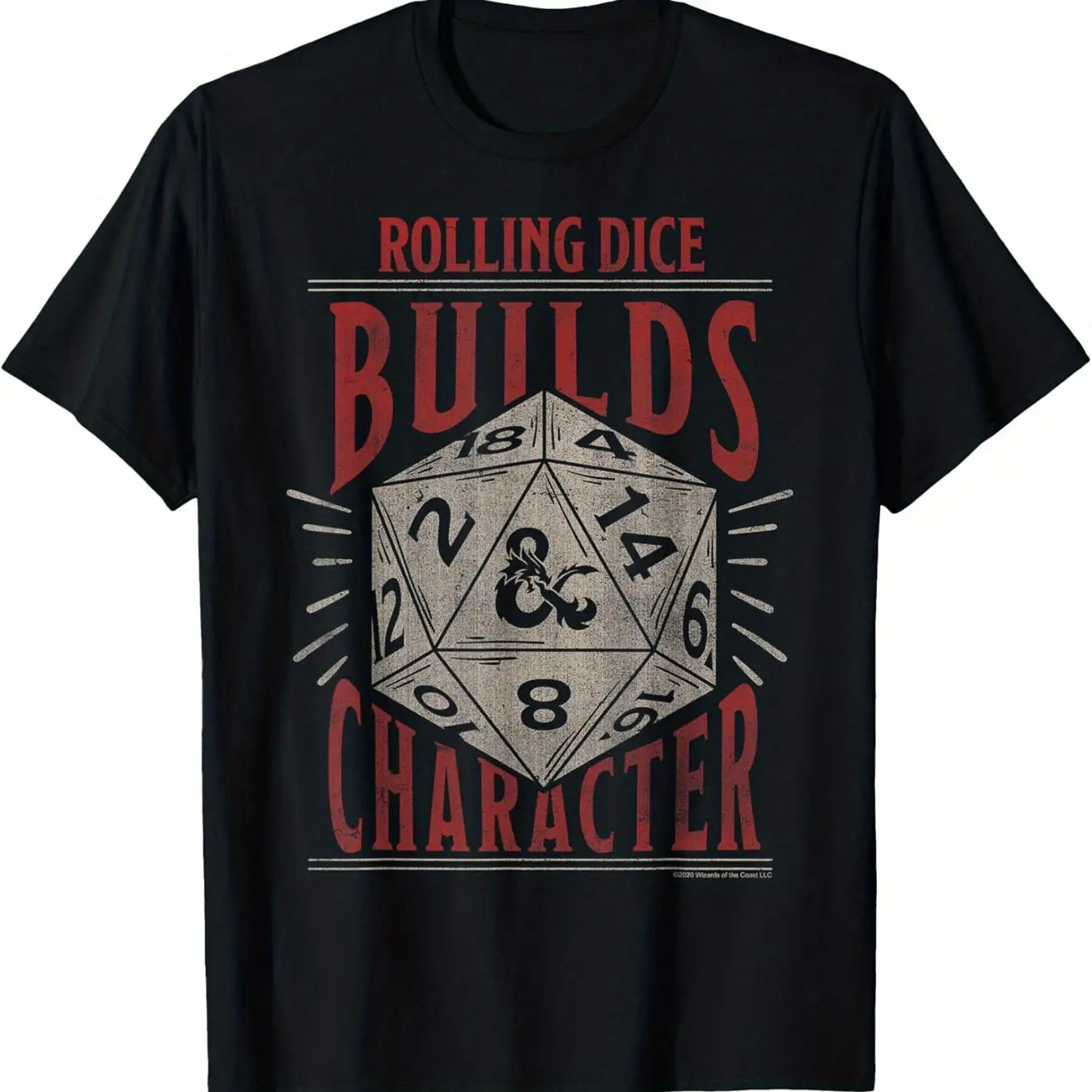 Dungeons and Dragons Dice Throwing Character Shaping Short-sleeved T-shirt, Extra-large Size