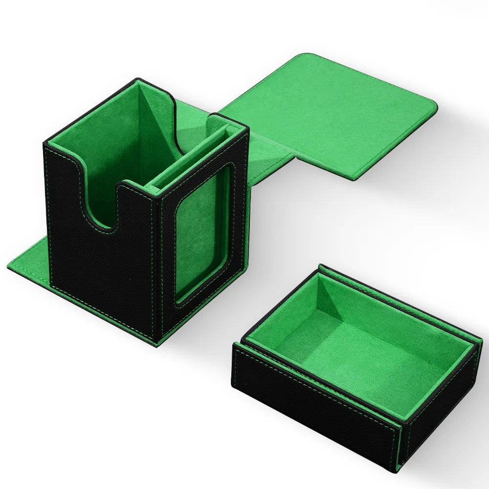 Commander Deck Box with Display Window, Card Deck Box Holds 100+ Double-Sleeved  Cards with Dice Tray