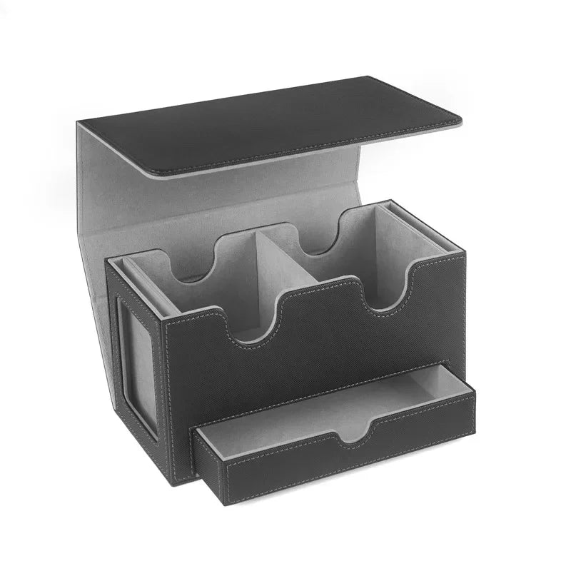 Deck Box 3-in-1 with Commander Display Sports Card Storage Box Fits 200+ Single Sleeved Cards Card Deck Case for TCG MTG CCG