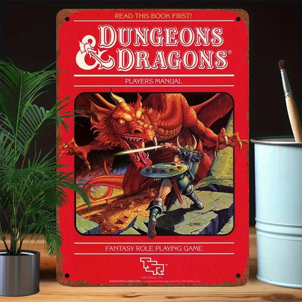 Vintage "Dungeons & Dragons" Aluminum Wall Sign - , Fantasy Role-Playing Game Decor for Bar, Garage, Home, Cafe, Restaurant, Fa