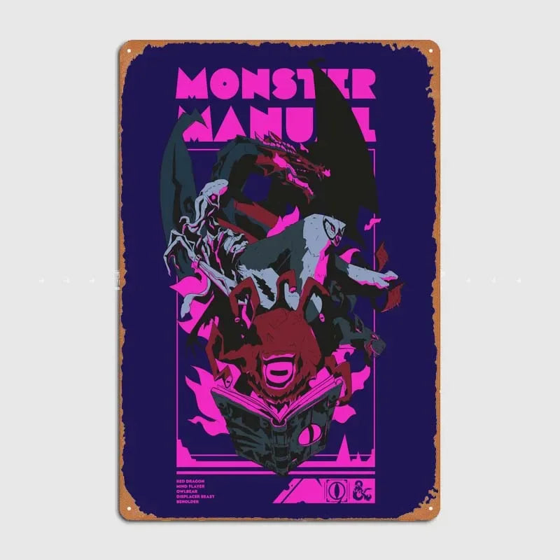 D-Dungeons And Dragons Posters Bedroom Decoration Game Signs Wall Art Vintage Metal Tin Sign for Gamer Room Wall Decoration Home