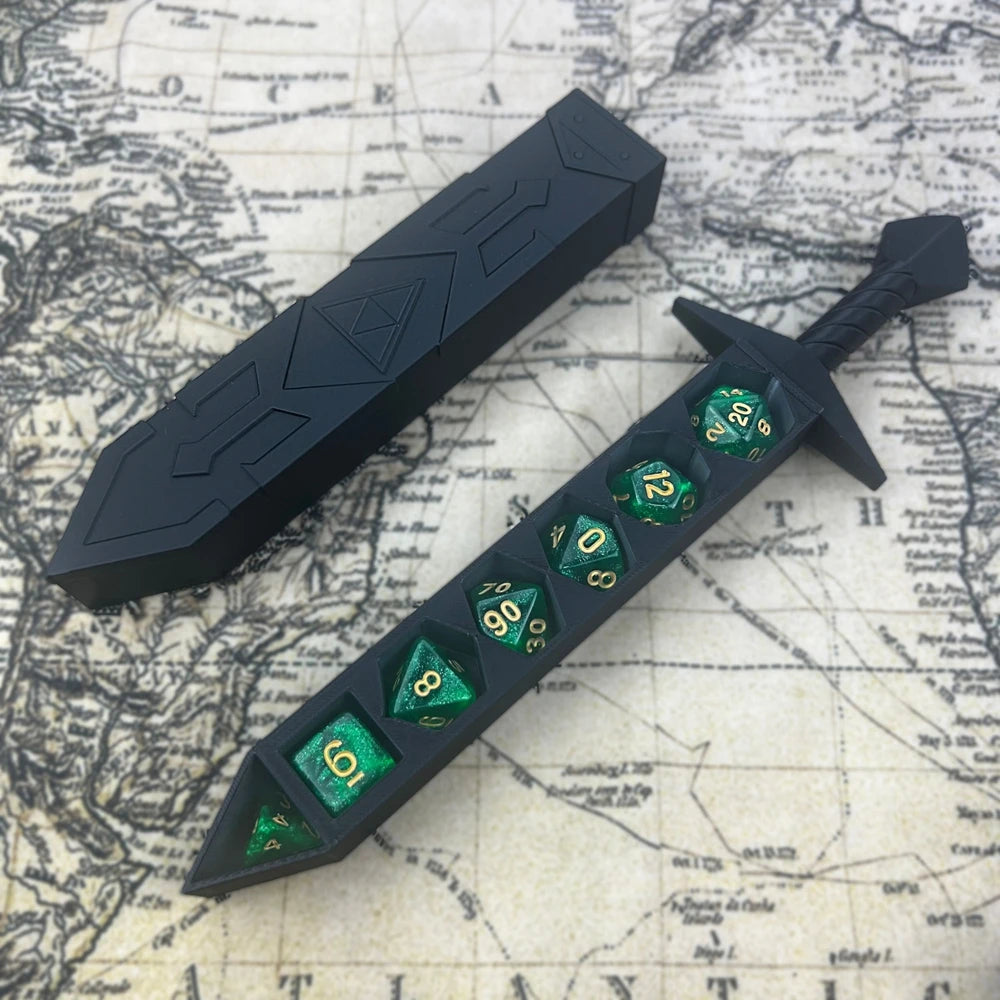 3D Printed Sword Dice Case DnD D&D Dice Sword Dice Container For Dungeons And Dragons