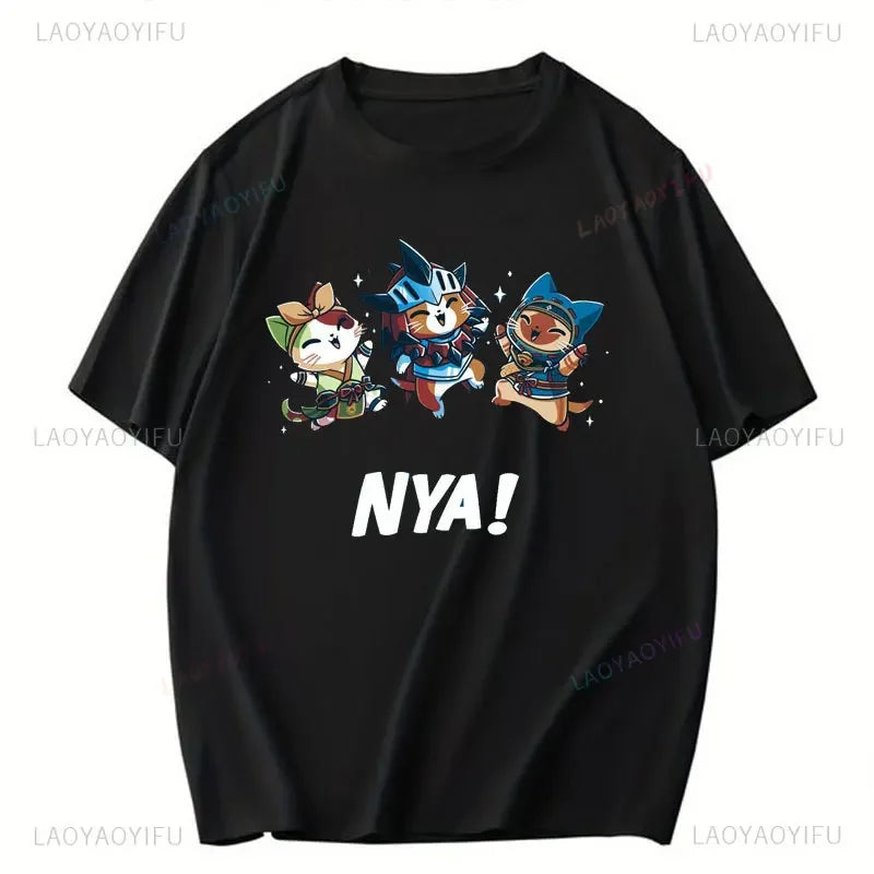 DND Printed T Shirt The Dice Giveth and The Dice Taketh Cats Adventurers Fantasy RPG Role Playing Tabletop Games Cotton T-Shirt