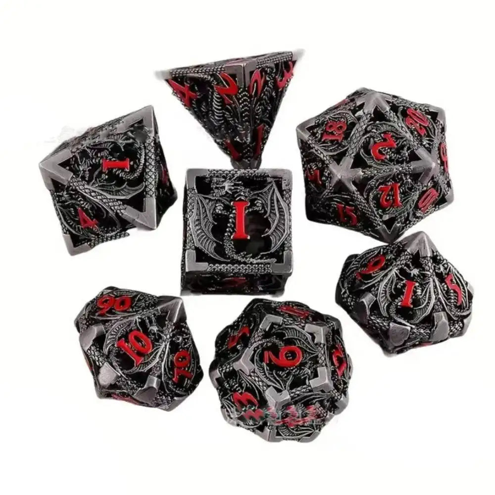 Flying Dragon Dices Hollow Metal Dice set Polyhedral Dice D20 DND Dice set for Dungeon and Dragons Tabletop Games RPG Dices set