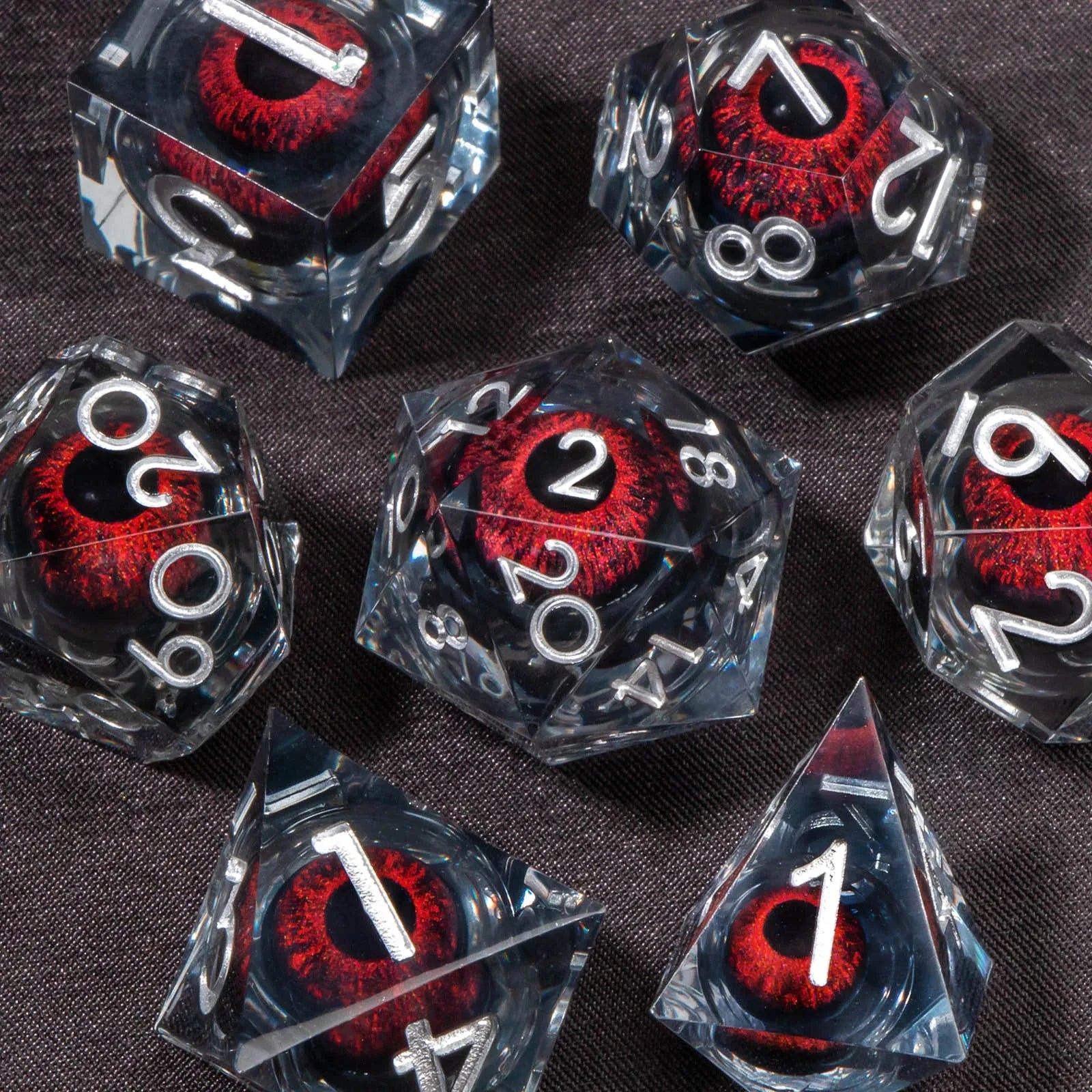DND Liquid Core D & D Dice Set, Sharp Edge Resin Dungeon and Dragon Dice, Role Playing, RPG D and D D20, D12, D10, D8, D6, D4