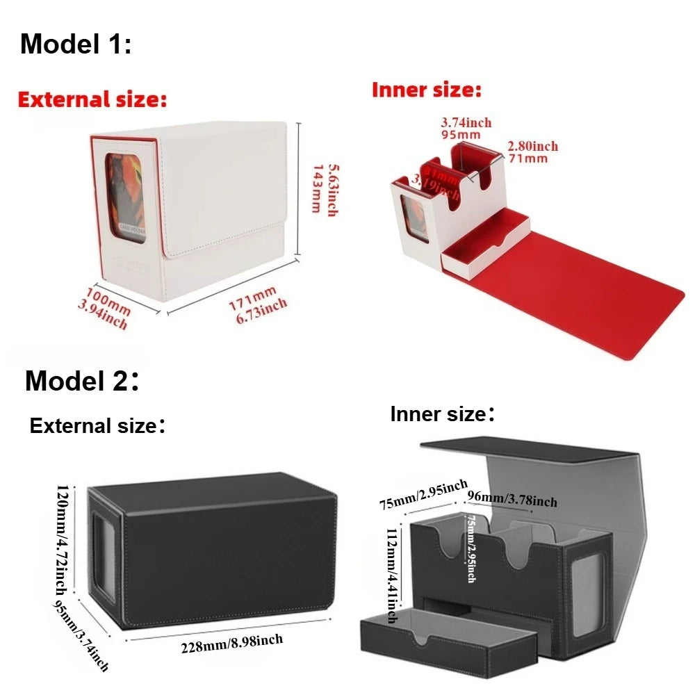 Deck Box 3-in-1 with Commander Display Sports Card Storage Box Fits 200+ Single Sleeved Cards Card Deck Case for TCG MTG CCG