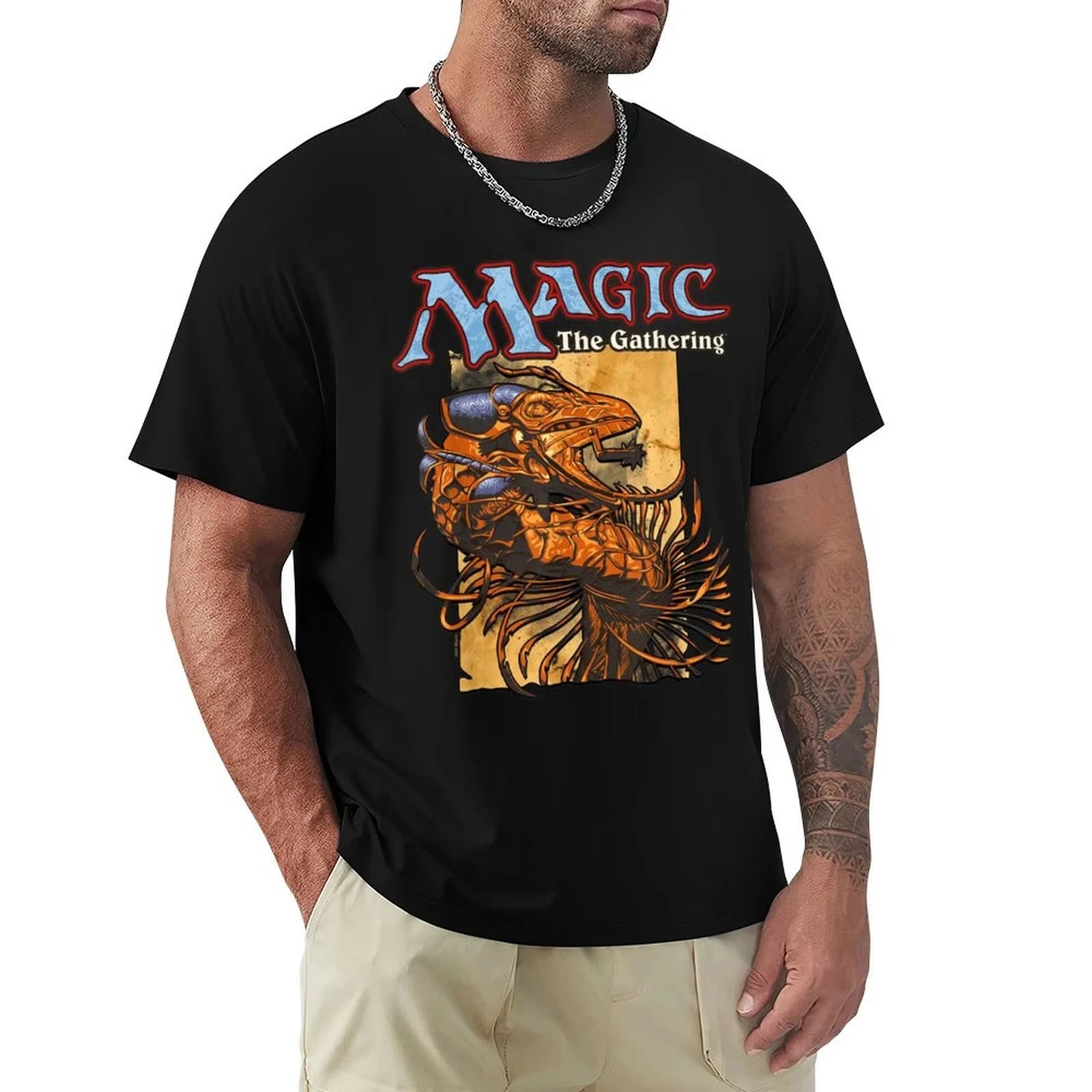 Autumn and Summer Design: Magic: The Gathering Printed T-shirt, Kawaii Clothing Undershirt, Summer Top Pattern Men's T-shirt