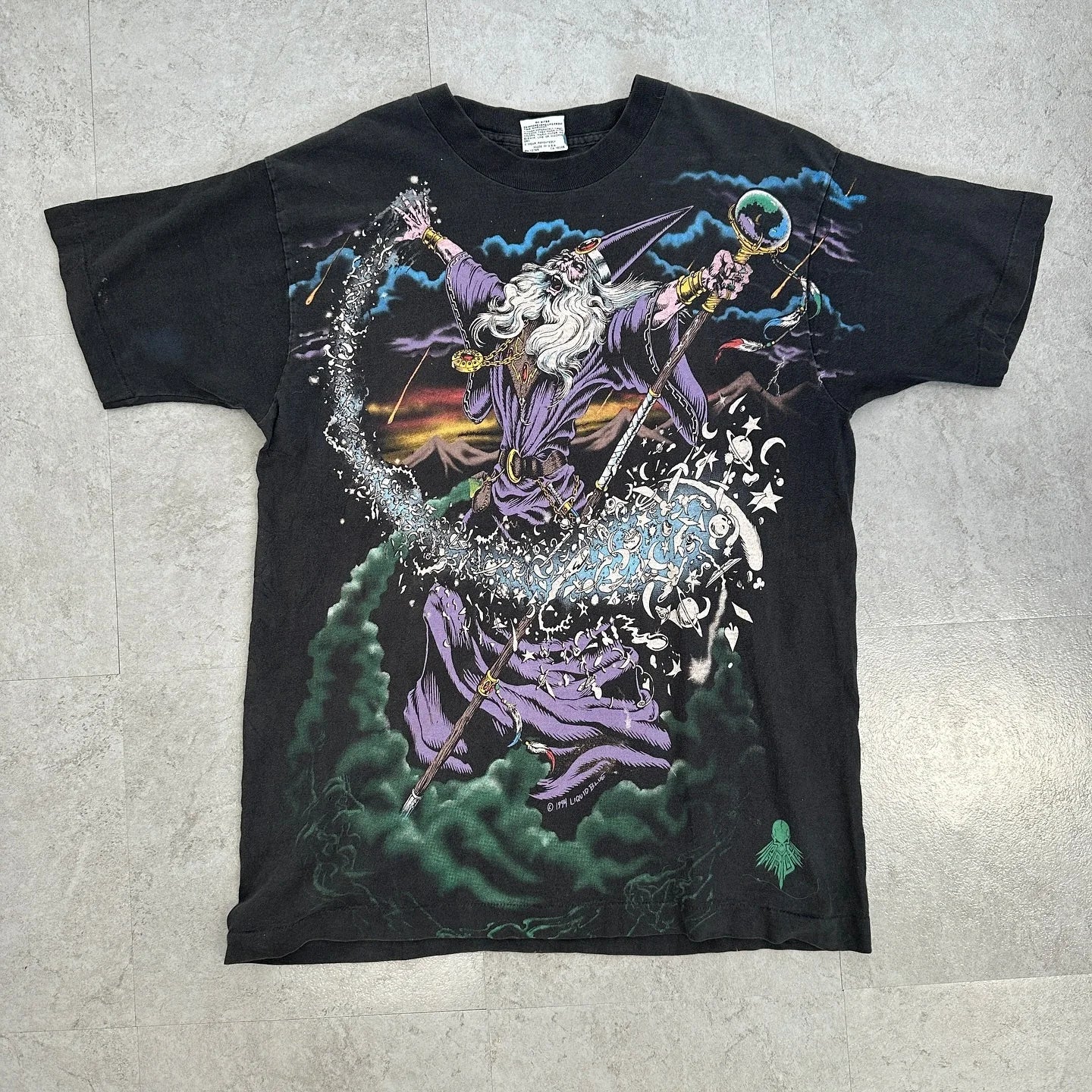 90s Vintage Oversized Wizard Mystic Graphic Print T Shirt Streetwear Unisex Fashion Tee Men Women Casual Unique Style Top